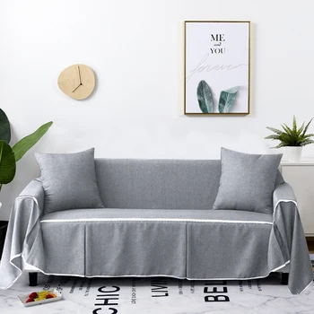 

Grey Solid Color Sofa Towel Sofa Cover Set Elastic Sofa Slipcovers Pets Sofa Couch Living For Room Loveseat Cover Covers 1Piece