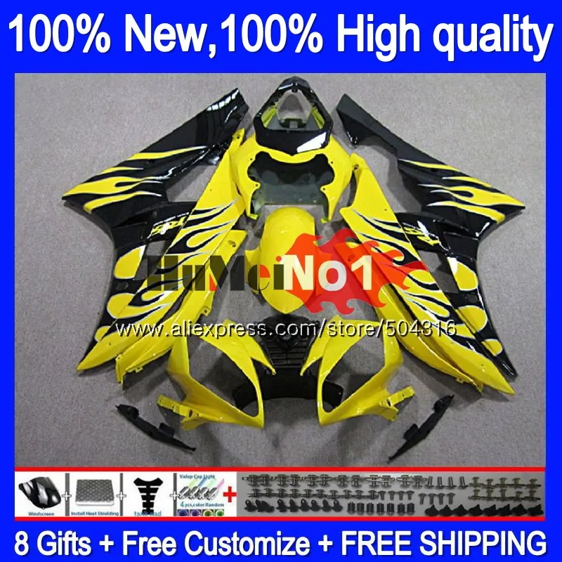 Средства ухода за кожей для YAMAHA YZF R 6 YZF 600 YZF-600 7MC. 5 YZF R6 06-07 600CC YZF600 YZF-R6 2006 2007 YZFR6 06 07 OEM Обтекатели Черный пламя