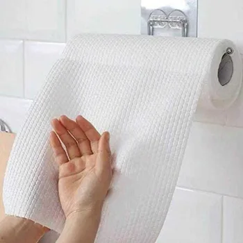 50pcs/Roll Absorbent Kitchen Paper Towels, Eco Friendly Washable Household Cleaning Cloths Food Oil Absorbing Papers Dish Rag 6