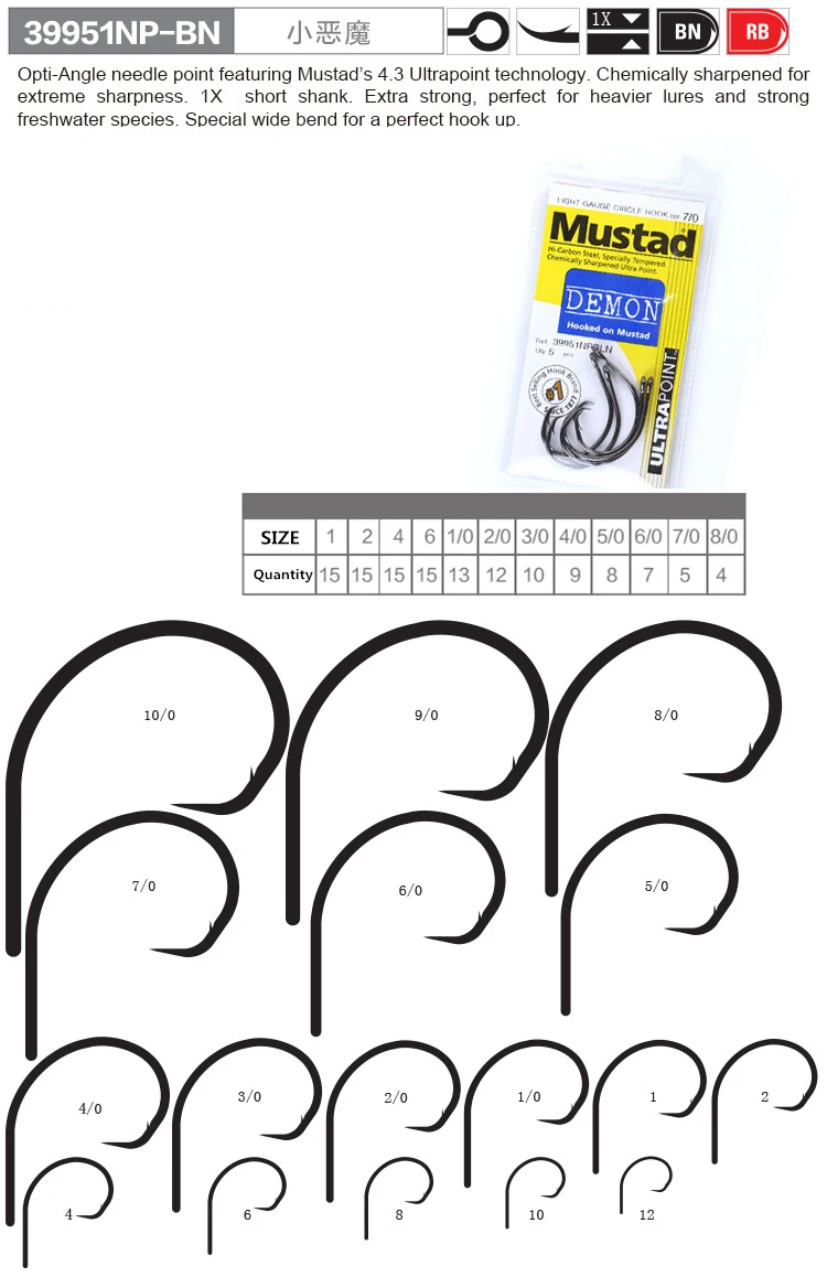 MUSTAD 39951 1#-8/0# рыболовные крючки Demon Circle из высокоуглеродистой стали, рыболовные крючки острые, устойчивые к ржавчине, морские, Карповые, пески, Норвегия