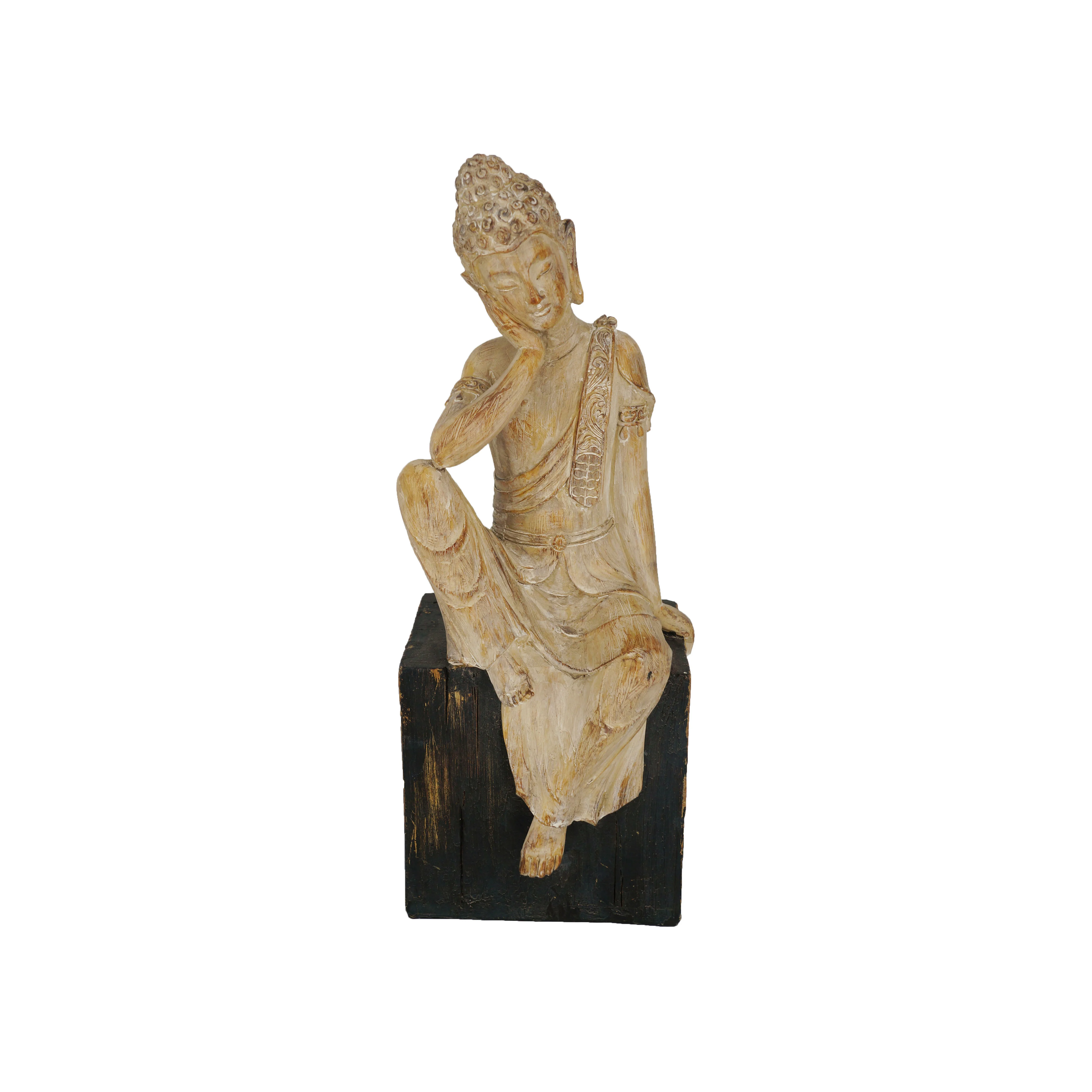

Resin Buddha Statue Imitated Wood Carving for Home Decoration Accessor and Hotel Living Room