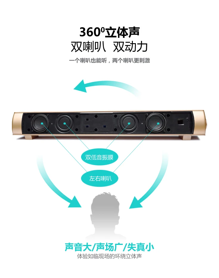 Домашний кинотеатр Bluetooth динамик Портативный беспроводной стереозвуковая панель Громкий динамик для телефона компьютера Поддержка громкой связи звонки TF карта