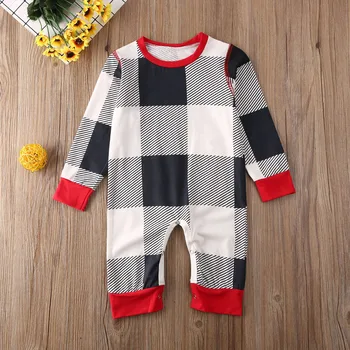 

Pudcoco Newborn Baby Boy Girl Clothes Christmas Trees Print Plaids Long Sleeve Romper Jumpsuit One-Piece Outfit Clothes