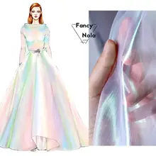 Лазерная Переливающаяся органза DIY свадебное платье градиентный цвет Perspectival модная дизайнерская одежда ткань CG003