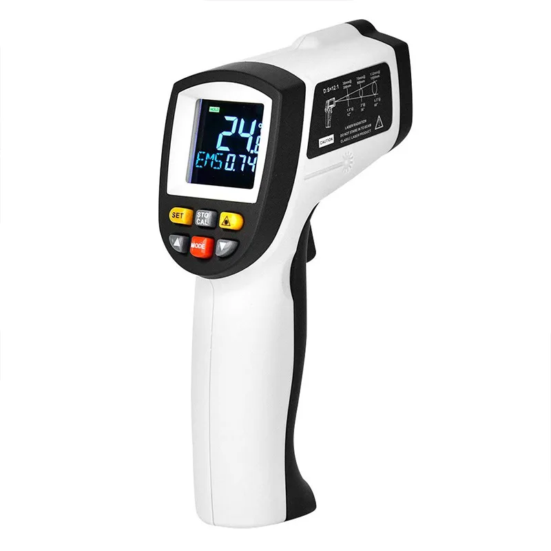 

FashionDigital Infrared Thermometer Non-Contact Red Temperature Meter Monitor IR Pyrometer Color Backlight