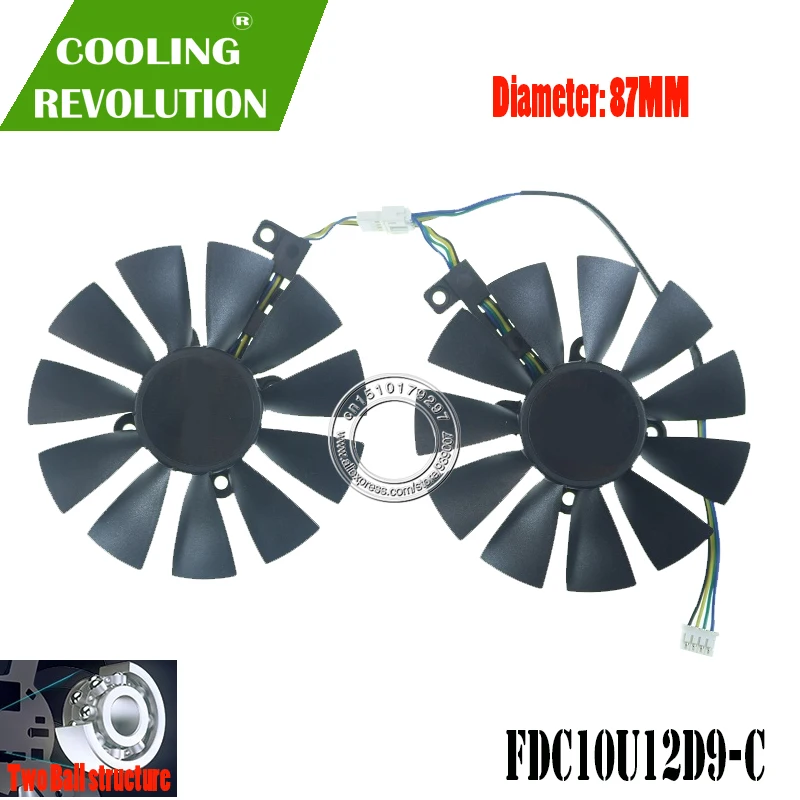 Gráficos Ventilador para Asus Expedição Rx580 Rx570 Ex-rx580 Ex-rx570 Fdc10u12d9-c Dc12v 0.45amp 4pin Ventiladores e resfriadores - Imagem 3