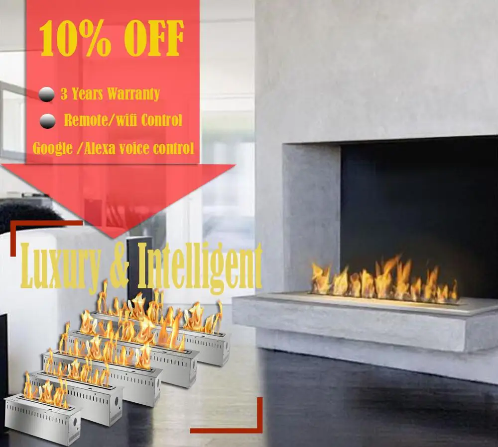 

hot sale 30 inch bioethanol fires linear burner insert smart control fireplace