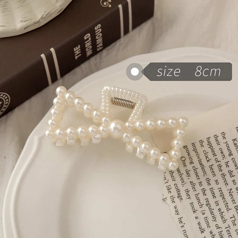 2021 Spring Summer Korea Ins Pearl Hair Clip Headdress Hair Clip Female Back Head Acrylic Clip Large Shark Clip Bath Hair Clip head accessories female Hair Accessories