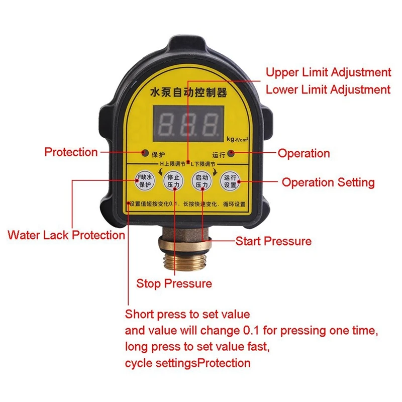 

220V Digital Lcd Display Water Pump Pressure Control Switch Automatic Electronic Pressure Controller Water Pump on Off Switch