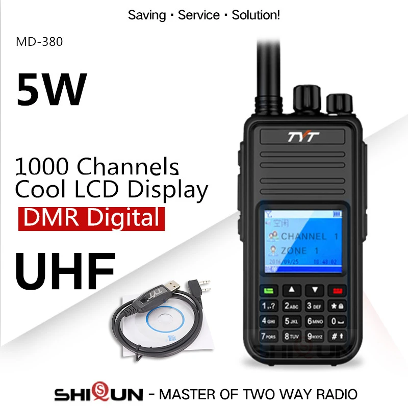 MD-380 DMR радио Совместимо с Motorola Tier1/2 двухдиапазонный UHF VHF 5 Вт TYT DMR цифровая рация md380 Baofeng DMR DM-8HX - Цвет: UHF - Original Cable