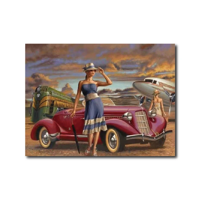 

Frameless Nice car, Nice Lady Abstract Painting Diy Digital Painting By Numbers Modern Wall Art Picture For Home Wall Artwork