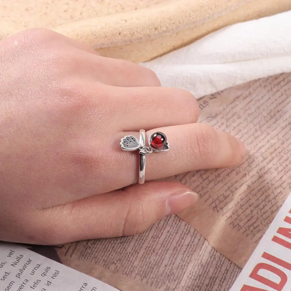

Ckysee Women 925 Sterling Silver Shell Ring Wedding Engagent Party Gemstone Adjustable Silver Ring Dropshipping