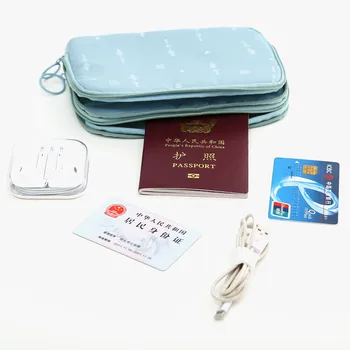 

Women Men Travel Passport Cover Wallet Waterproof Zipper ID Card Charger Data Cable Banknotes Cosmetics Document Holder Bags