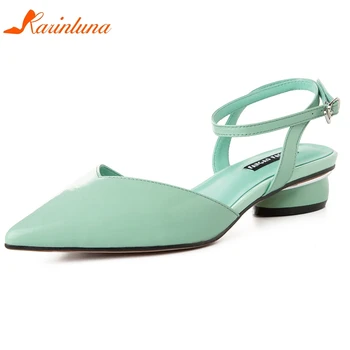 

Karinluna New Arrivals 2020 Genuine Leather Pointed Toe Summer Shoes Woman Sandals Female Strange Style Casual Sandals Women