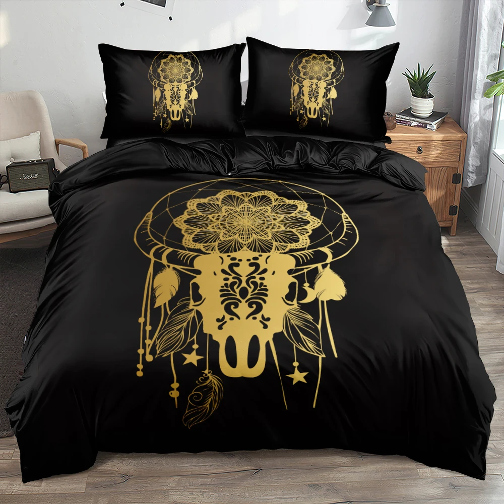 

3D Custom Desgin Bohemian Bedding Sets Duvet Cover Set Comforter Covers Pillow Shames King Queen Full Twin Size Black Bedclothes