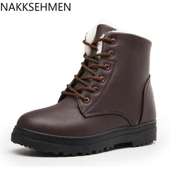 

NAKKESHMEN-2020 Winter Boots Showed up and Took the Warm Cotton-Padded Shoes with Velvet Female Boots Waterproof plus Size Shoes