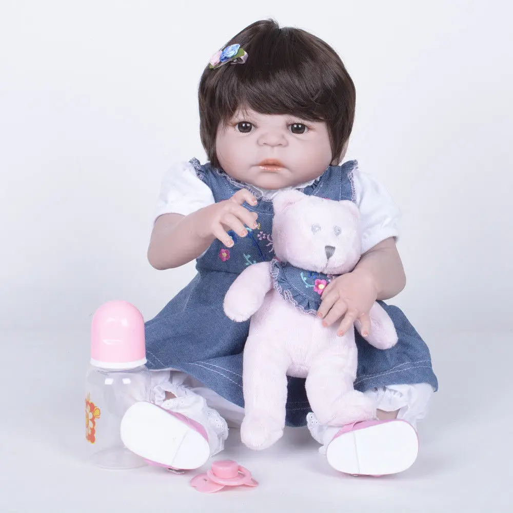 Reborn Girl Baby 22'' Realistic Lifelike Soft Vinyl Silicone Newborn Doll Dolls for Girls Baby Doll Toy American Girl Doll