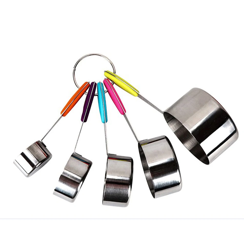 5&10 Pcs/set Measuring Cup Set Stainless Steel Measuring Spoon With Silicone Handle Foldable Baking Measuring Tool - Цвет: 5pcs