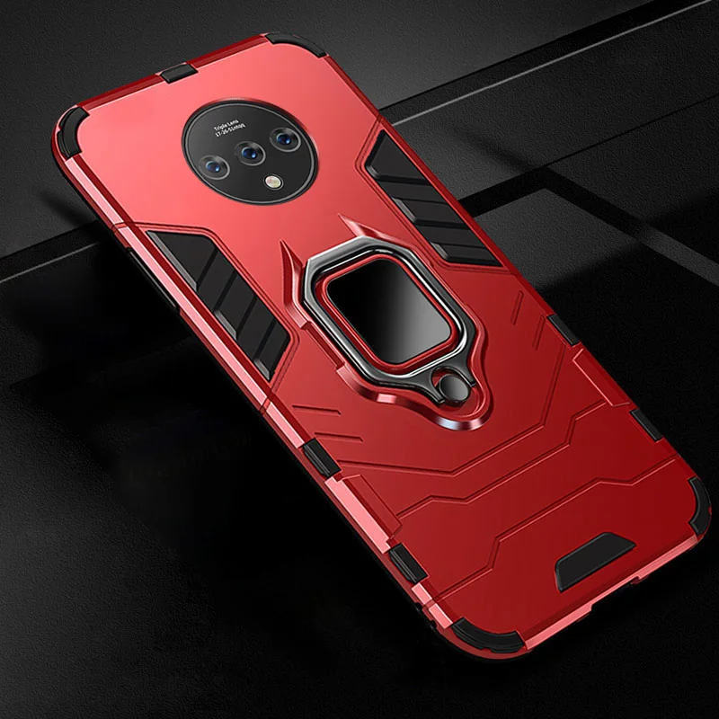 Red Противоударный защитный чехол для Oneplus 7T 7 Pro Чехол-подставка автомобильный чехол для телефона с кольцом для One Plus 7T Pro 7 Pro чехол-накладка - Color: Red