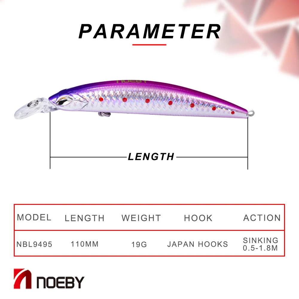 Noeby NBL9495 новая приманка для рыбной ловли гольян жесткая искусственная приманка морская 110 мм 19 г Тонущая для Морской Приманка для щуки легкая Лазерная Шинер