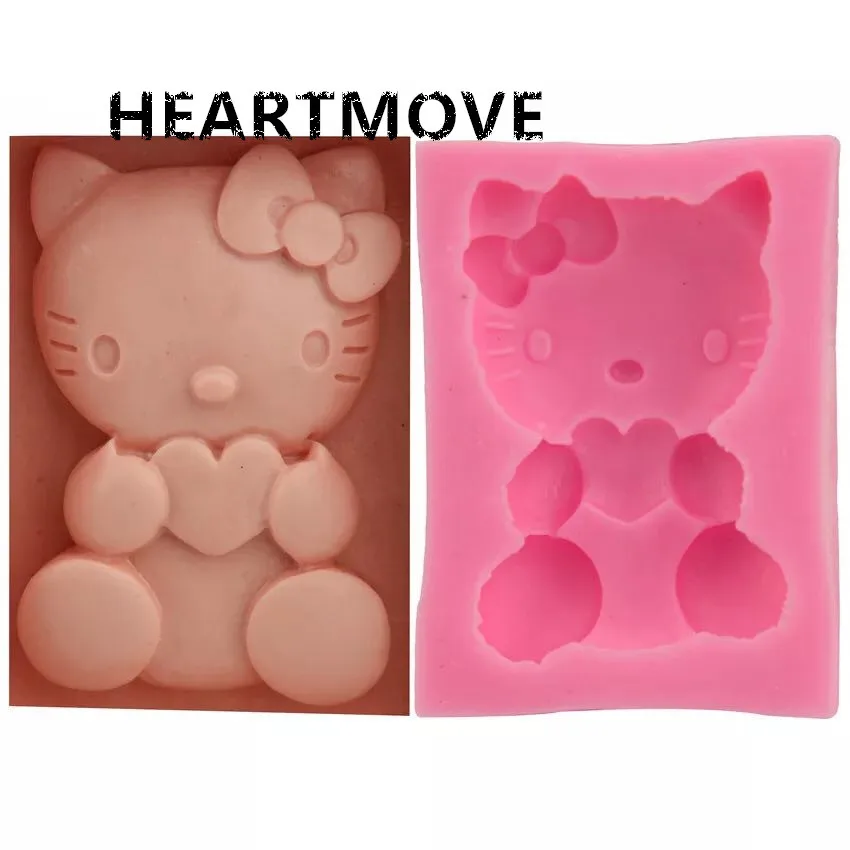 HEARTMOVE New DIY Cartoon Cat Cake Decorating Tools Cute Cat Love Shape Silicone Baking Pan Fondant Chocolate Candy Mould
