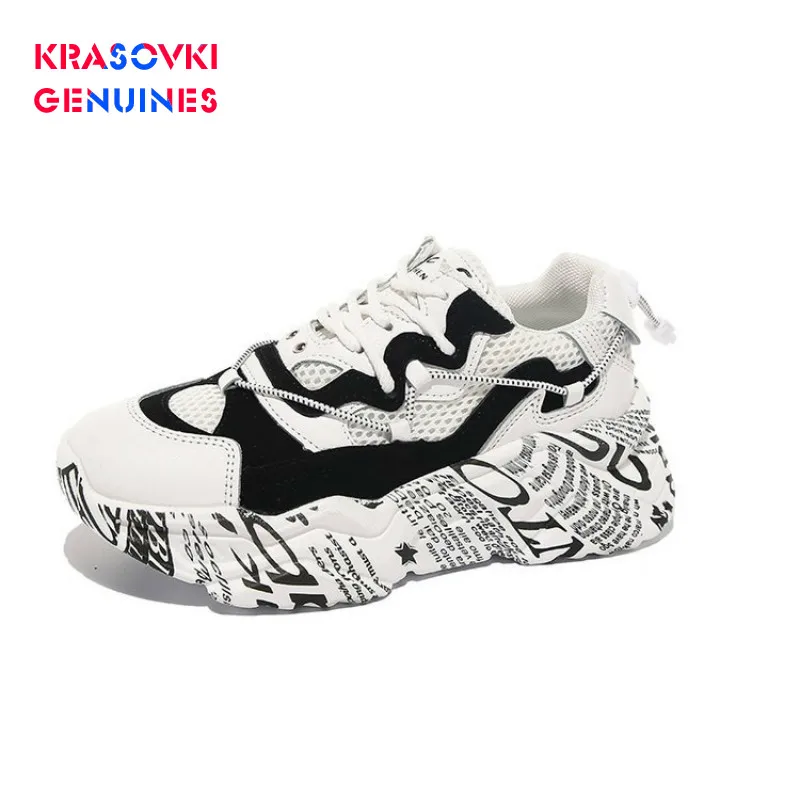 Krasovki/женские кроссовки из натуральной кожи модная зимняя обувь на толстой