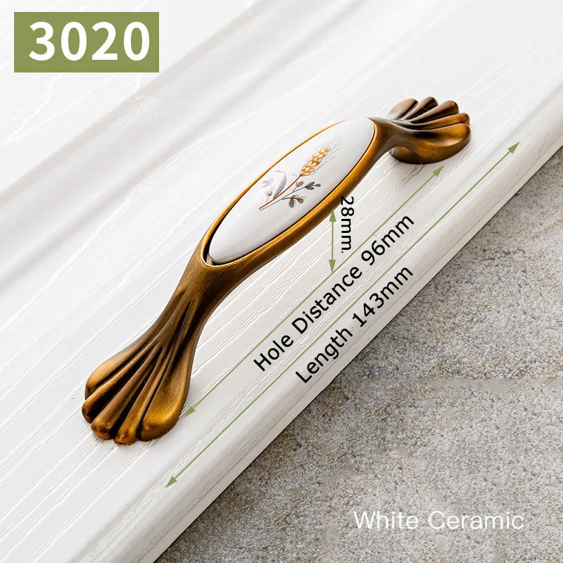 Handle-3020-96C Античные бронзовые керамические ручки для шкафов цинковый сплав Круглые Ручки для ящиков шкаф дверная ручка европейская мебель металлическая ручка - Color: Handle-3020-96C