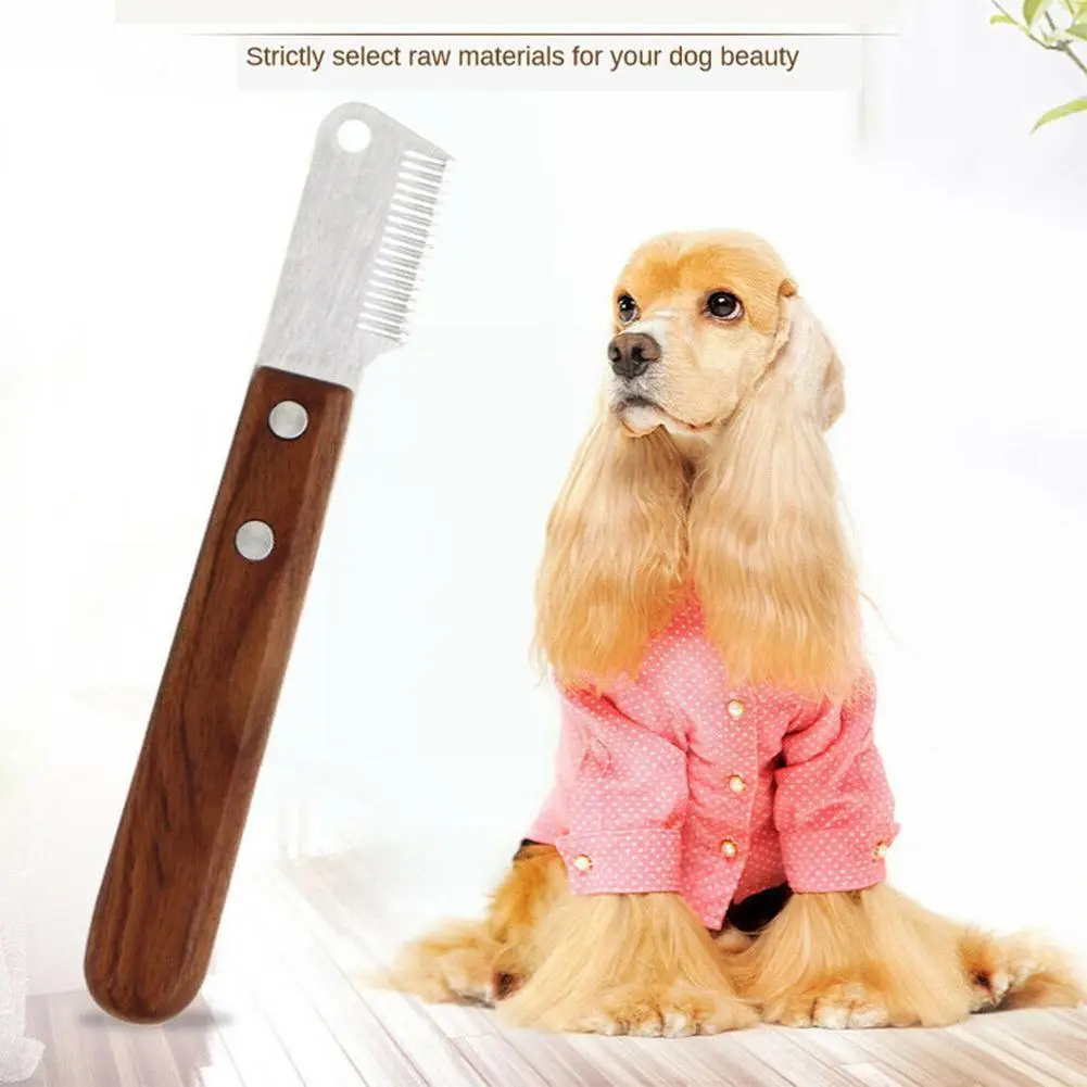 Dog Hair Removal Comb Professional Pet Fur Trimming Knife Dematting Tool Handle Dog Supplies
