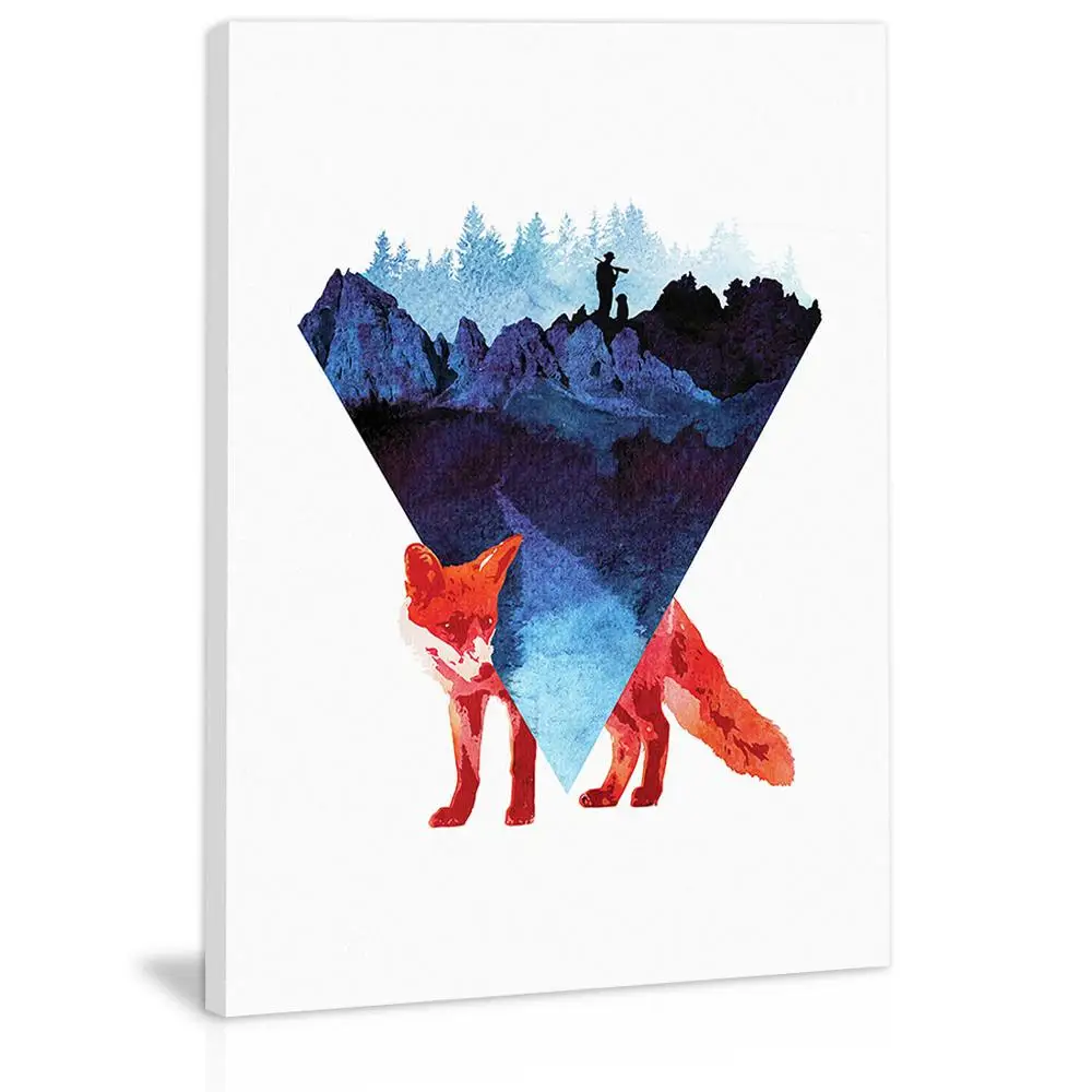 

Abstract Fox On Mountain Forest Hunter Wall Art Decor Canvas Painting Kitchen Prints Pictures for Home Living Dining Room