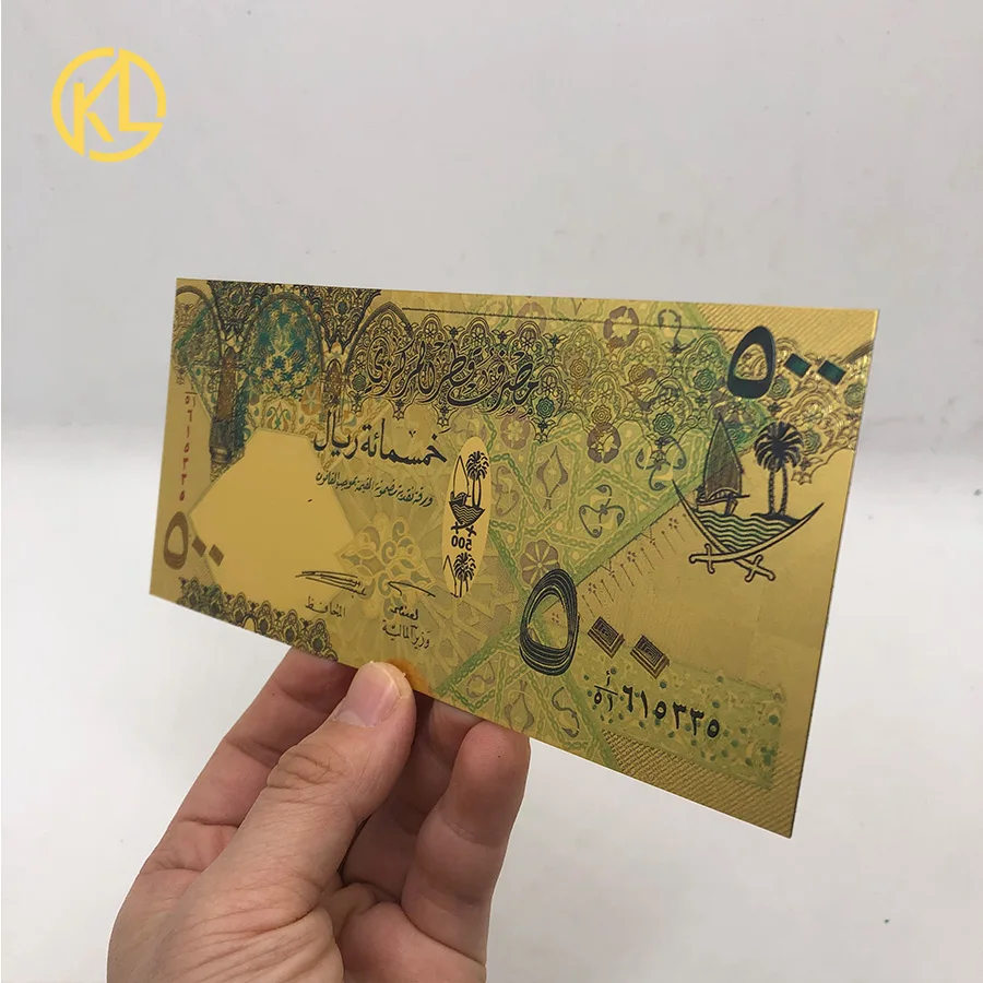 1000 шт торговля Катара 500 риял нормальная Золотая банкнота Bautiful заказной продукт Золотая фольга банкнота