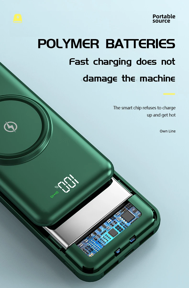 10000 mah 30000mAh Wireless Charging Power Bank Portable Digital Display Charging External Battery  4 USB Power Bank for iPhone  PoverBank bank power