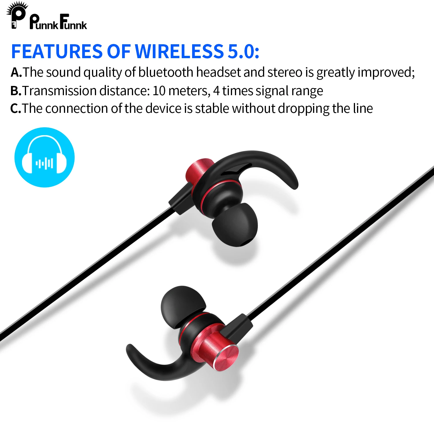 PunnkFunnk Bluetooth наушники, беспроводные шейные наушники, Bluetooth 5,0, магнитные басы, Стерео гарнитуры, auriculares fone de ouvido