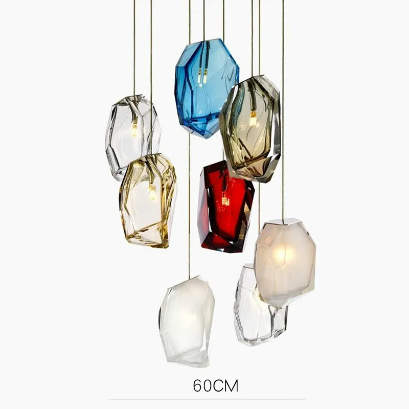 

Nordic Colored Glass Art Small Chandelier Modern Simple Red Green Creative Restaurant Bar Shop Bed Room Led Light Living Room