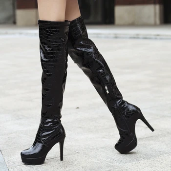 

Brand New Big Size 46 Sexy Fetish High Heels Platform Over The Knee Boot Female Party Lady Fashion Winter Boots Shoes Women