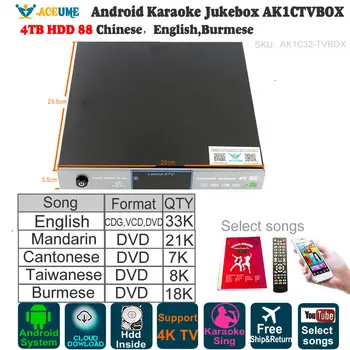 

4TB HDD 88K Chinese,English,Burmese Songs,Android Karaoke Player,Jukebox,Cloud Download,YouTube Support,Home KTV Sing …
