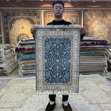 Yilong 2'x3' ручной персидский синий ковер изысканный Nanyang шелковый ковер(HF132B