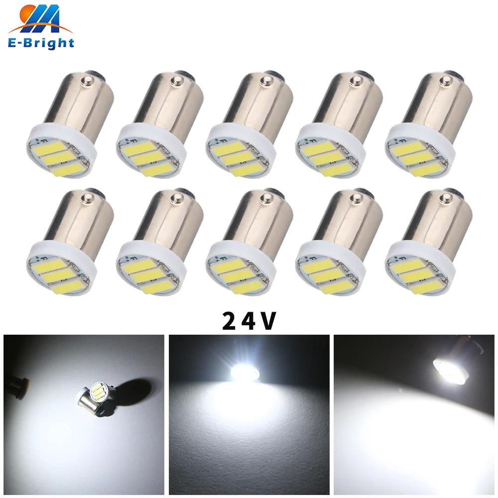 10 шт. DC 24 В T11 T4W BA9S 7014 3 SMD светодиодные лампы сменный задний фонарь для автомобиля