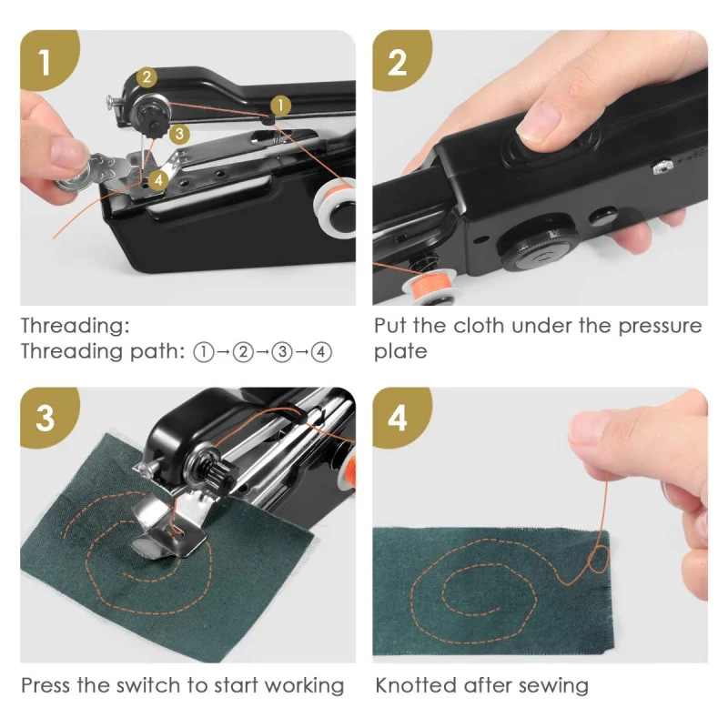 New Portable Mini Hand Sewing Machine Household Cordless Electric Stitch Needlework Set for Quick Repairs DIY Clothes Stitching