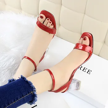 

Fashion Leisure Clear Heels Women Sandals Ankle Strap Front Rear Strap High Summer Sandals Shallow Buckle Strap Shoes 2121 Nice