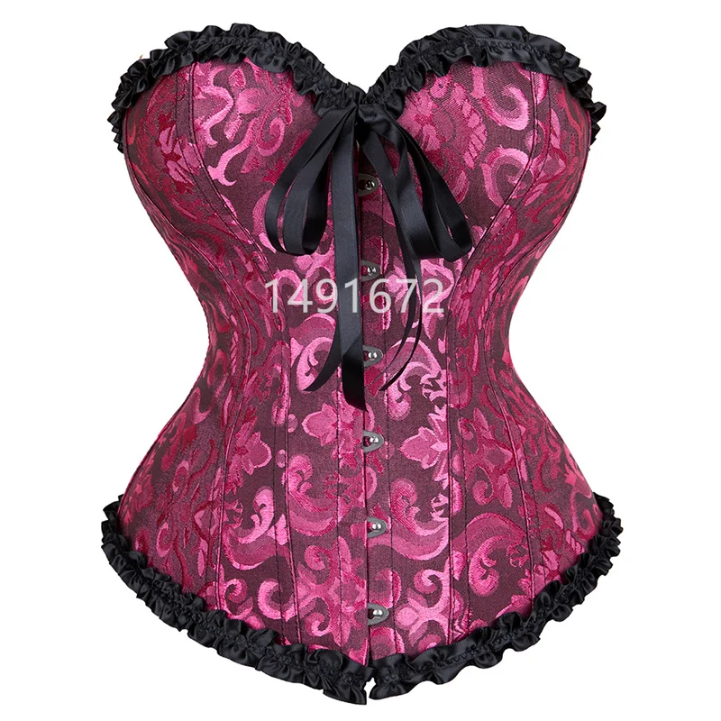 Description Picture 6 of itemSapubonv Corsets and Bustiers Shapewear Brocade Lingerie Overbust Corset Top Sexy Plus Size Women Vintage Red Black Green Pink
