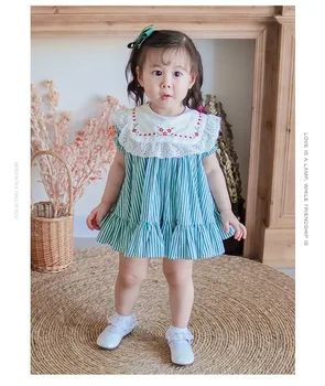 

2PCS/Set Girl Princess Dress summer baby European and American style cute party dress Striped Pettiskirt children's clothing