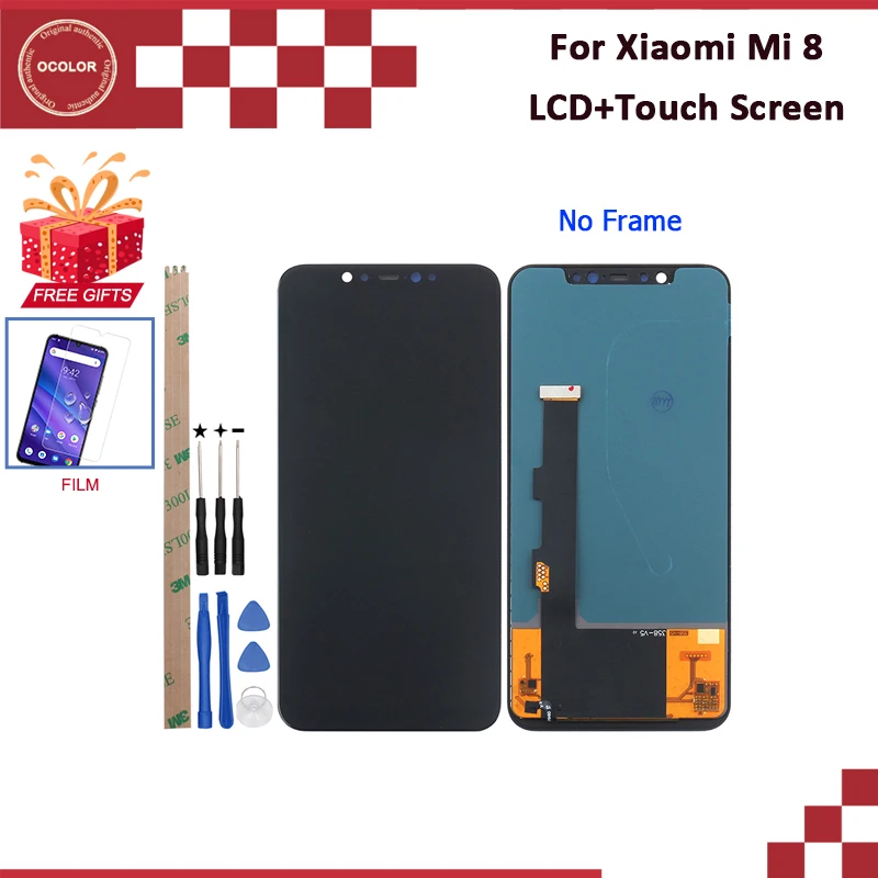 Ocolor для Xiaomi Mi 8 ЖК-дисплей и сенсорный экран 6,21 ''протестированы для Xiaomi Mi 8 ЖК-цифровой аксессуар с пленкой+ Инструменты+ клей