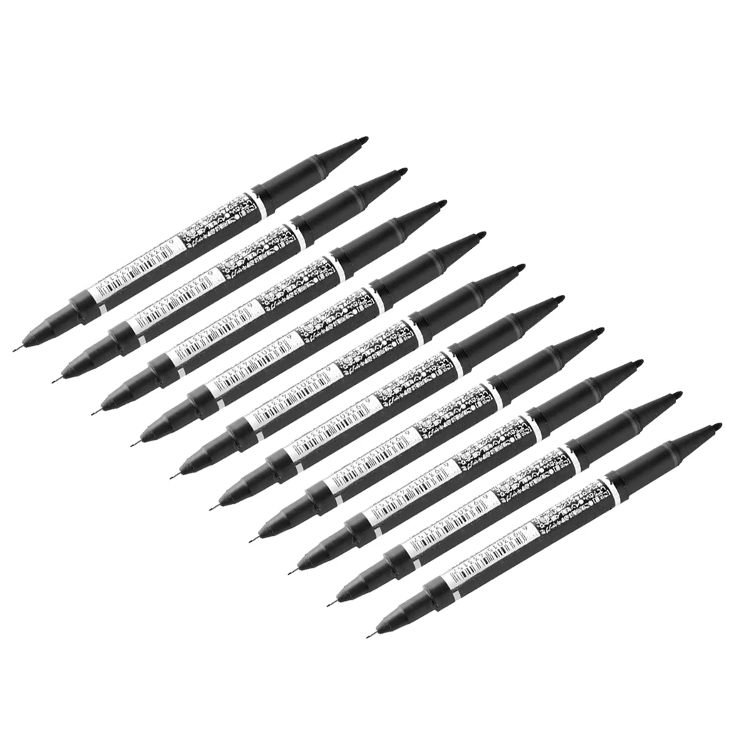 10pcs Style Feutre Marqueur Peau Pen Noir à Double Extrémités pour Tatouage Tatouer Art Corp