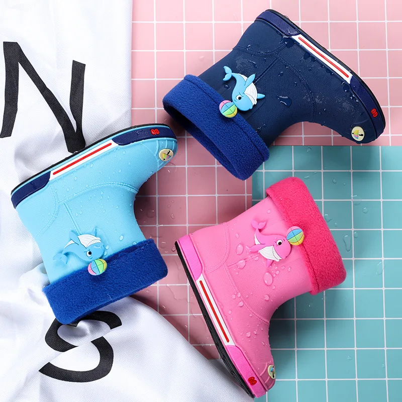 

Korean-style CHILDREN'S Rain Boots Cartoon Young STUDENT'S Four Seasons Baby Rain Boots Anti-slip Solid Color 2-8-Year-Old Men A