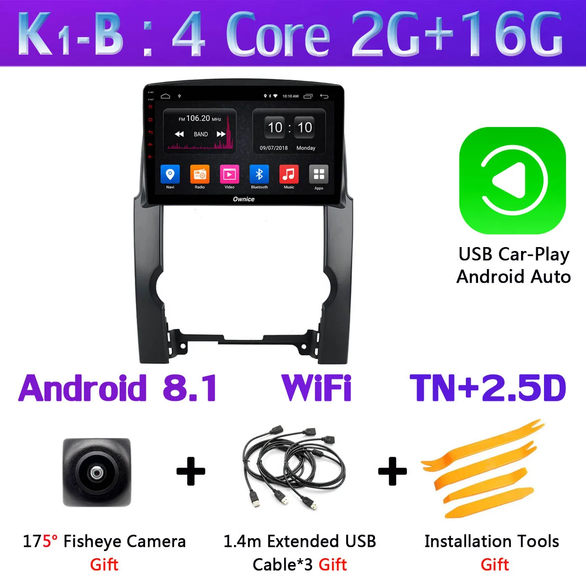 360 ° 4* AHD камера 4G LTE Android 9,0 8 ядерный 4G+ 64G SPDIF DSP CarPlay Автомобильный gps радио для KIA Sorento 2009 2010 2011 2012 2013 - Цвет: K1-B-CarPlay