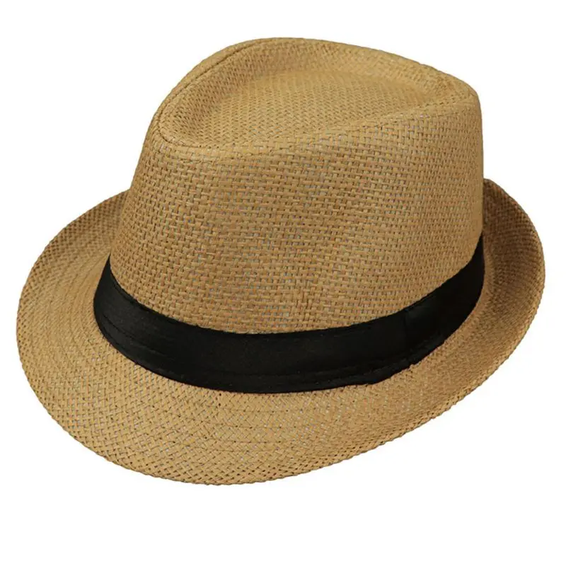 Детская летняя пляжная соломенная шляпа, джаз, Панама, шляпа Федора, Гангстерская Кепка, уличные дышащие шляпы для девочек и мальчиков, Солнцезащитная шляпа LX9E - Цвет: F