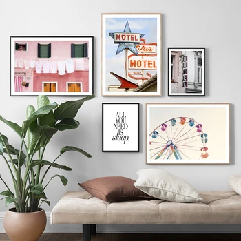 

Modern Hotel Multicolored Fairies Wheel Wall Art Canvas Painting Pink Picture Posters and Prints Gallery Living Room Home Decor