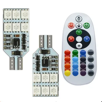 

2PCS Control Decorative Ambient Light Universal Auto Outdoor License Plate Remote Seven Color T10 Width Led Lamp