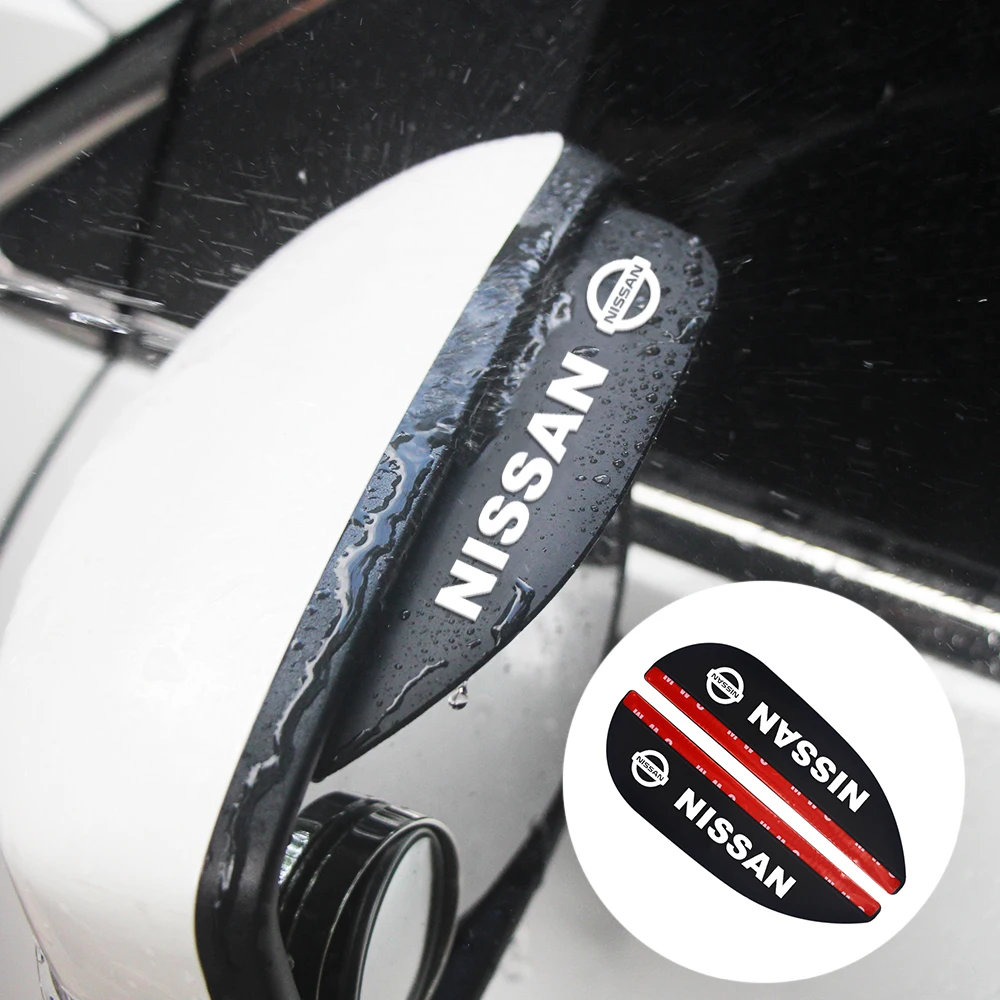 Espejo retrovisor lateral de lluvia para coche, visera de goma suave para Nissan Almera x-trail Nissan Qashqai Tiida Teana Juke Micra, 2 uds.