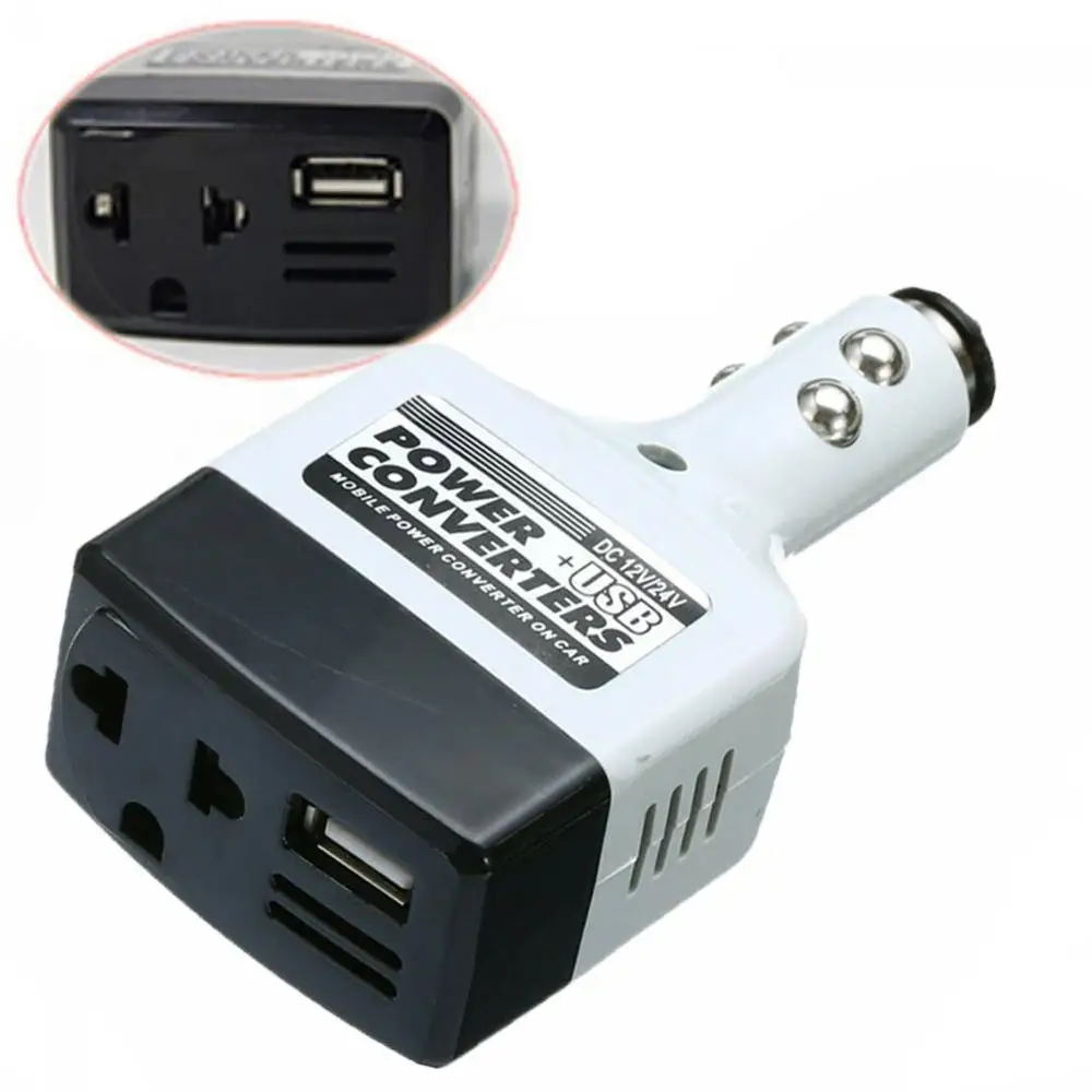 

Car 12V/ 24V DC To 220V Power Inverter Adapter + To USB 12V Car Power Adapter Inverter Bluetooth Car